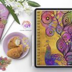 rainbow peacock notebook goodnotes, peacocks digital notebook, goodnotes diary, goodnotes journal, digital graphique, digital planners, lesley smitheringale