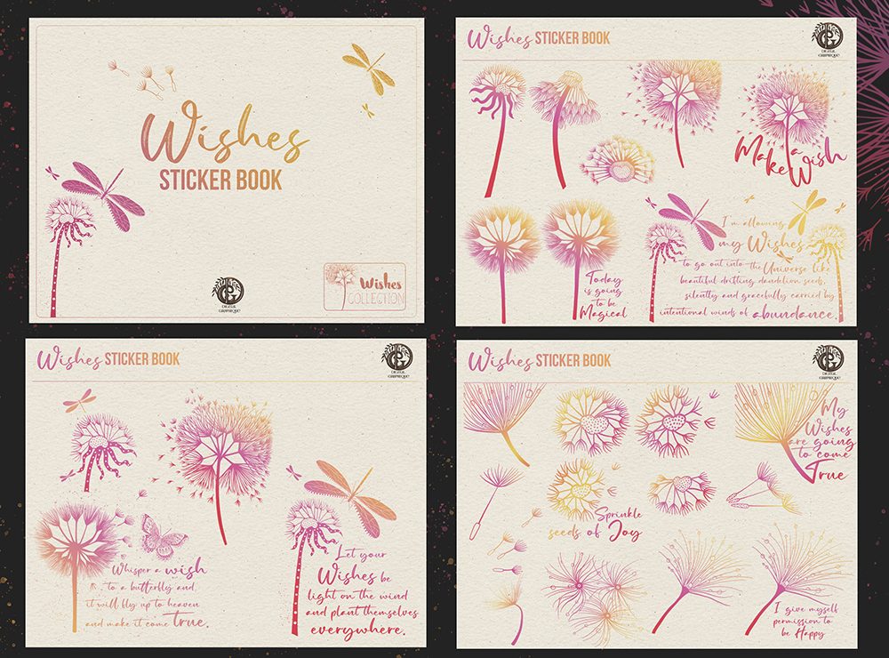 wishes warm palette stickers, wishes warm version of digital notebook, wishes law of attraction digital law of attraction digital notebook, dandelion wishes digital notebook, law of attraction digital journal, digital graphique
