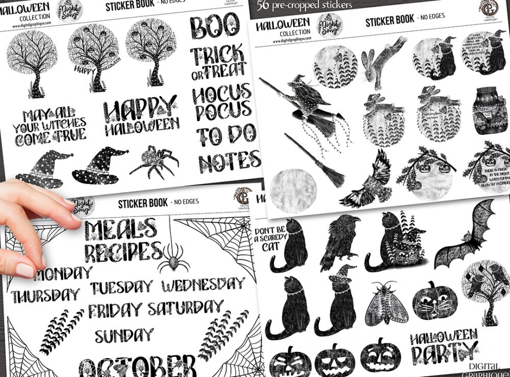 halloween sticker book for goodnotes, halloween stickers, hallloween clipart, halloween digital clipart, goodnotes halloween stickers, digital graphique, halloween clipart, halloween clipart for scrapbooking