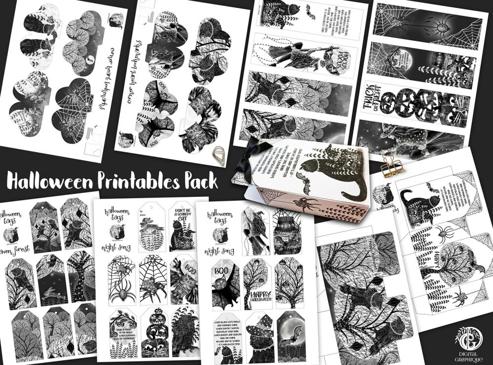 all the printables, halloween printables,halloween tags,halloween templates,halloween party templates,halloween bookmarks,halloween treat bags,halloween gifts, digital graphique