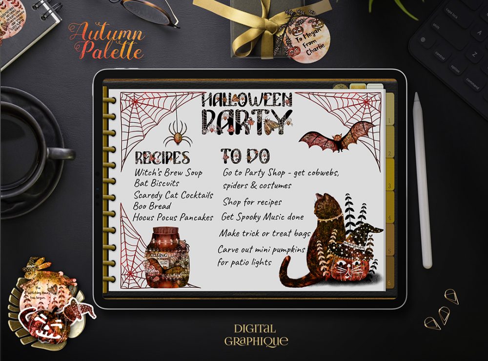Halloween Journal Entry on Ipad with stickers - Autumn