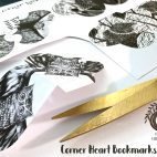 cutting out the halloween corner heart bookmarks, halloween printables,halloween tags,halloween templates,halloween party templates,halloween bookmarks,halloween treat bags,halloween gifts, digital graphique